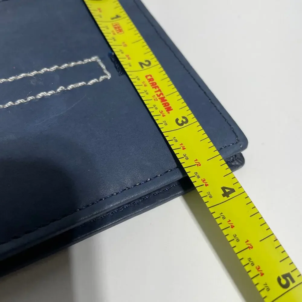 Mens Passage Blue Stripe Leather RFID Wallet in Gift Box 3.5x4.5